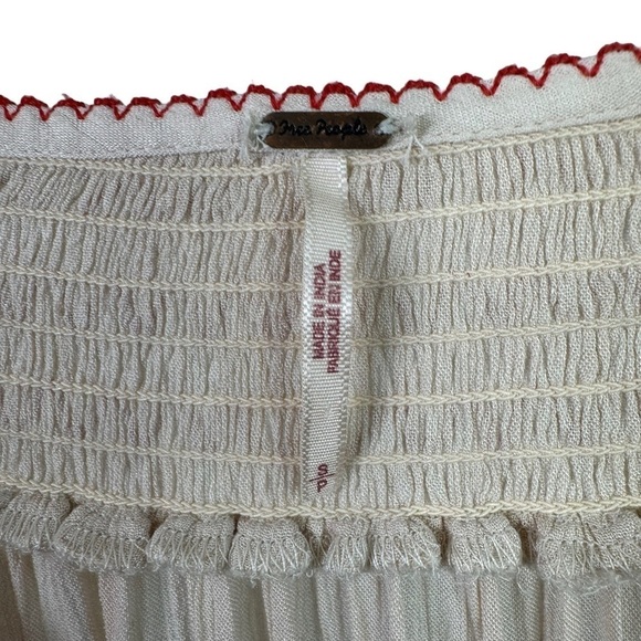 Free People Womens Wind Willow Embroidered Mini Dress Sz Small Cream Red Boho - Picture 10 of 11